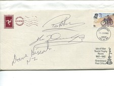 Isle of Man TT 1982 F1 Winners Autographs on envelope cancelled Race day, Dunlop