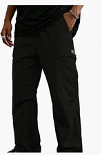 AVMART Black Nylon Waterproof Cargo Scrub Pants Drawstring Relaxed Unisex