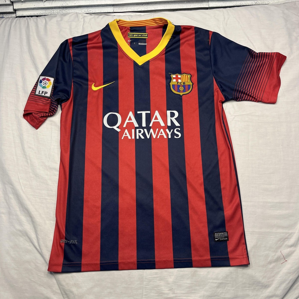 FC Barcelona Jersey Mens Blue Red Home Soccer Qatar Airways LFP