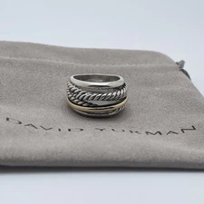 David Yurman Sterling Silver 14K Yellow Gold Narrow Crossover Ring Size 7