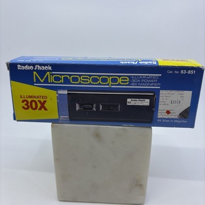 Vtg Radio Shack Pocket Microscope #63-851 8X Magnifier 30X Power Illuminated EUC