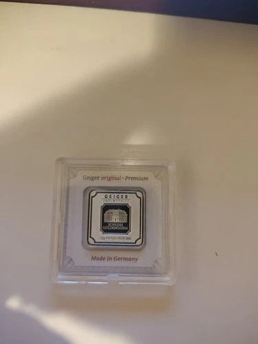 Geiger Edelmetalle 10g Silver Bar in assay .999 Fine Schloss Güldengossa