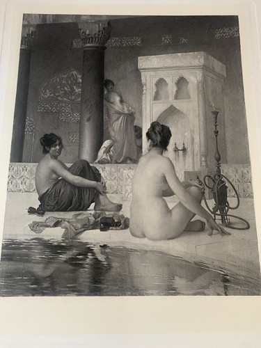 1900s ETCHING PRINT AFTER THE BATH BY JEAN-LEON GEROME - Afbeelding 2 van 10