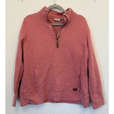 L.L. Bean Women's Quilted Quarter-Zip Pullover Large Pink