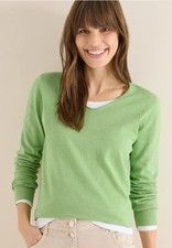 CECIL 303537 BASIC Pullover langarm Casual V-Ausschnitt Strickpullover grün