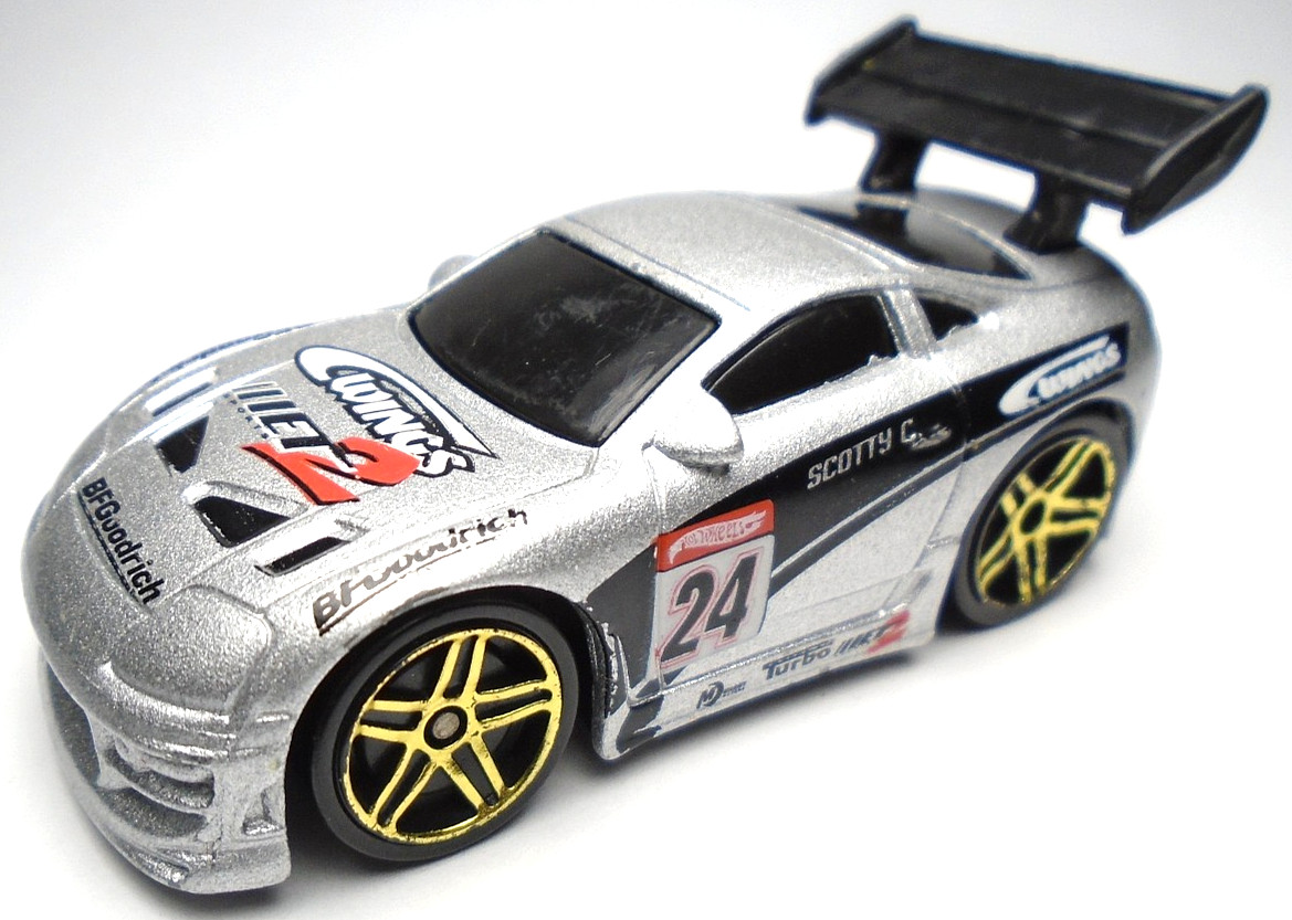 2004 HOT WHEELS HW 'TOONED TOYOTA SUPRA WINGS #24 SILVER DIECAST 2 5/8" RACE CAR