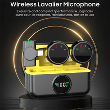 Professional Wireless Mic Kit   Dual Magnetic Lavaliers w/ Charging Case