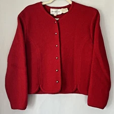 Eagle Eye Womans Cardigan Sz 8 Red Gold Buttons Semifitted Sophisticated VTG