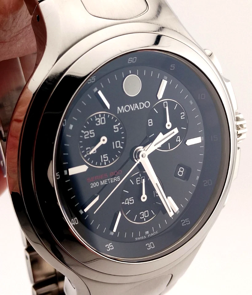 Movado Men's Series 800 SS/Blk Dial Chronograph Watch Model #84.C5.1897.0~Superb - Image 4 of 4
