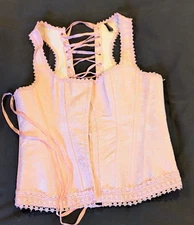 iCollection Pink Jacquard Corset Bustier with Boning Lace Up Back Size 40