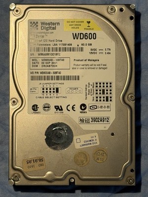 SATA Festplatte Western Digital Caviar WD600 WD600AB-32BTA0  60GB, 7200RPM