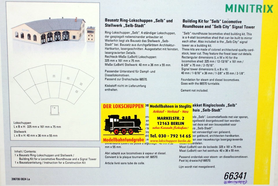 Minitrix 66341: Bausatz Ring-Lokschuppen "Selb" und Stellwerk "Selb-Stadt"  [H]