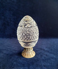 Lead Crystal Egg Paperweight France w/ Pewter Stand 1993 Easter Egg — photo 2