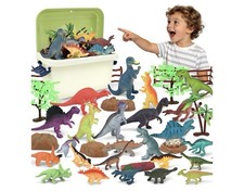 Kids Dinosaur Toys 3-5, 32 Pieces Realistic Jurassic Figures With Eggs, Trees