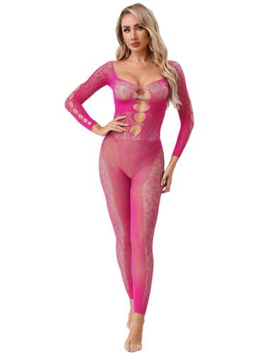 Damen Einteiler Bademode Overall Erwachsene Bodystockings Langarm Bodysuit - Bild 66 von 114