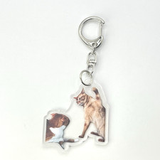 Funny Cats Fighting Keychain Acrylic Charm Meme Keyring Clip Bag Charm Gift Cute