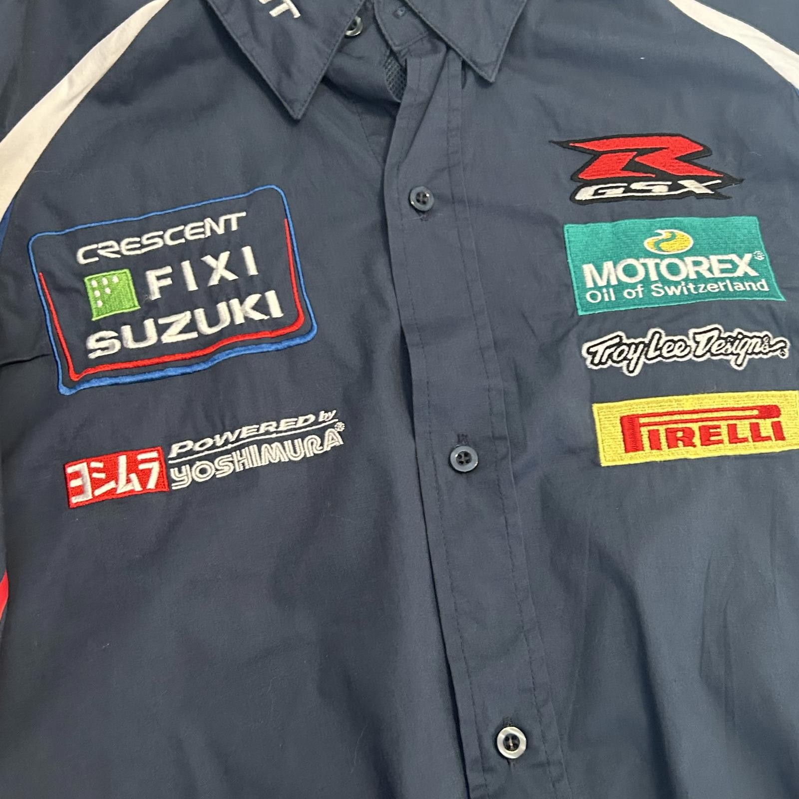 Vintage FIXI Crescent Suzuki Racing Shirt Black Green WSBK Tee Men’s L 2010s image 4