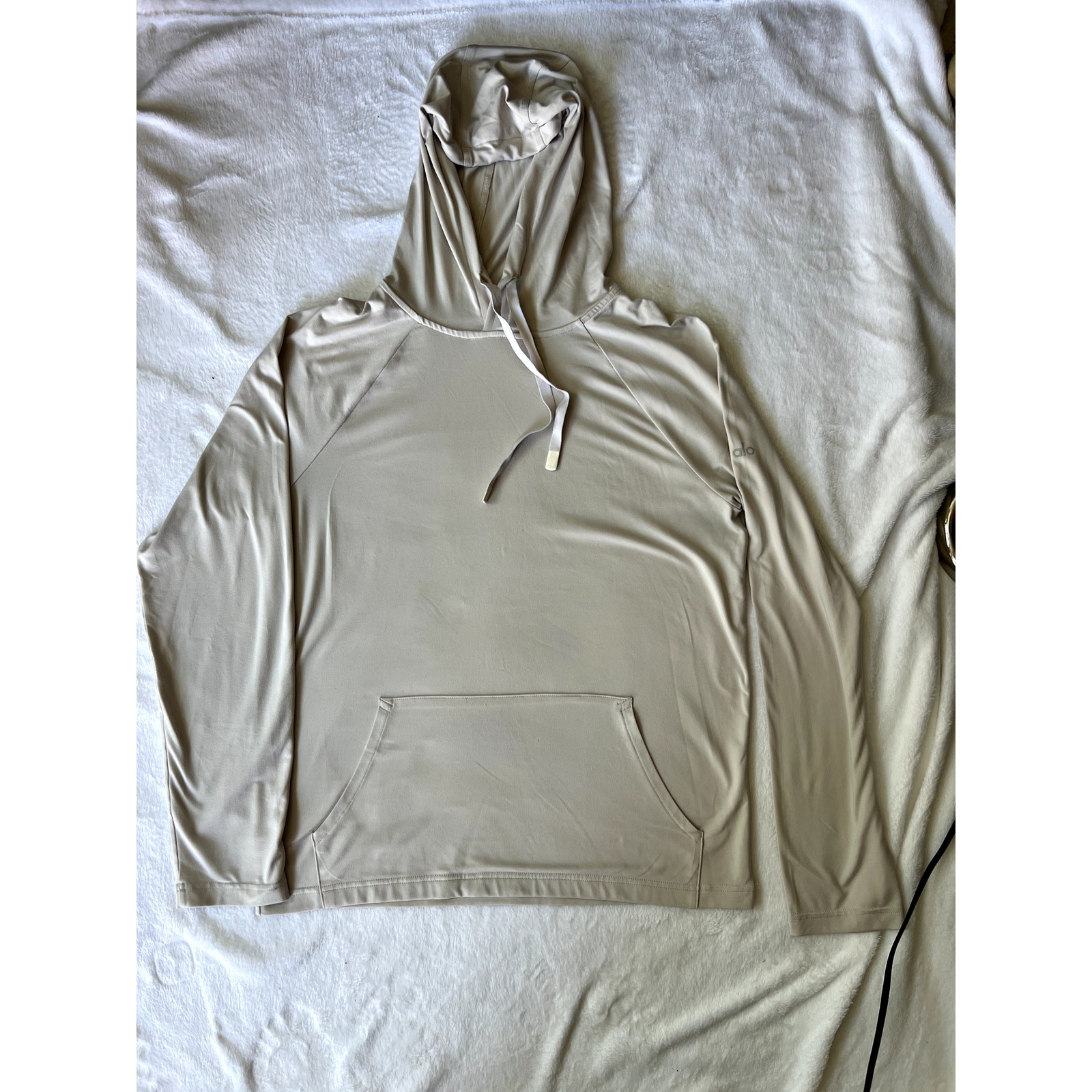 Alo Yoga Conquer Hoodie Mens Medium Bone Pullover Athleisure Lightweight