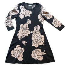 Calvin Klein Women's M Gray Pink Floral Knit Sweater bodycon Dress