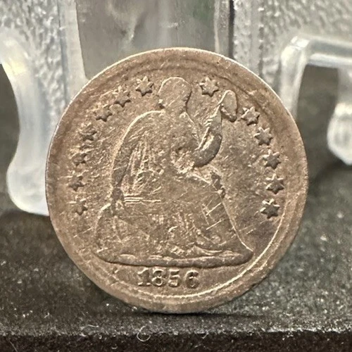 1856 Seated Liberty Half Dime 90% Silver Full Date Low Survival Rate Good Detail