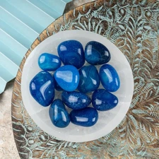 Blue Agate Crystal Tumble Stone, Polished Stone for Meditation & Healing