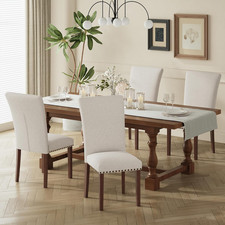 Parsons-Style Linen Dining Chairs - Set of 4