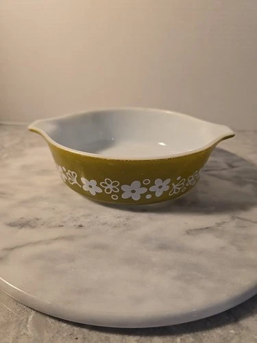Pyrex #471 1 Pint Green Crazy Daisy Spring Blossom Small Bowl