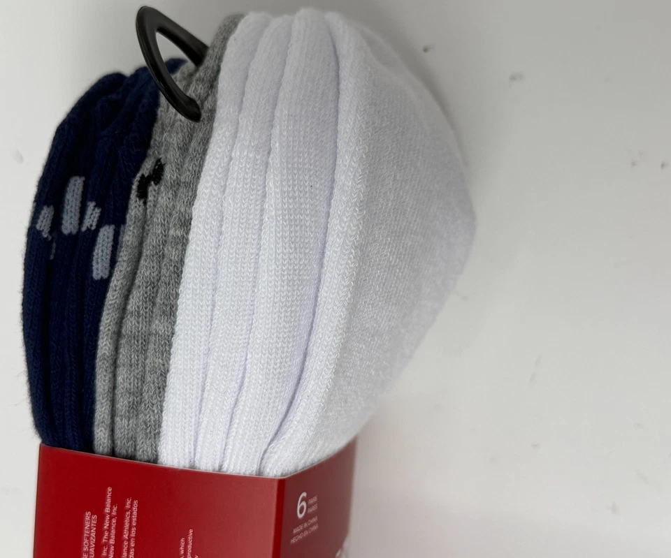 New Balance 6 pack Cushion No Show Sock Support SZ L Size 8-12.5 Gray BlackWhite - Image 2 of 3