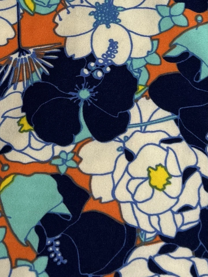 Leggings LuLaRoe TC2 Alto Curvilíneo 2 OTOÑO Otoño NARANJA Azul PEONÍA Divertido Retro Flor Foto 2 de 4