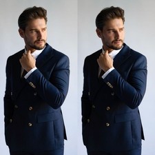 2 Pcs Formal Men Suit Business Office Double Breasted Men Blazers Tuxedos