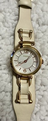 NWT Fossil Georgia Artisan Watch, Rose Gold, Leather Band , New Battery