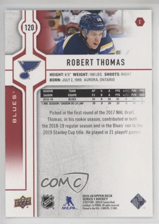 2019-20 Upper Deck UD Exclusives /100 Robert Thomas #120 - Image 2 of 2