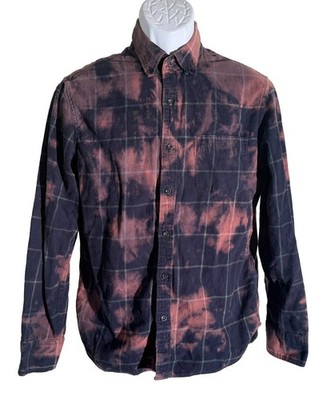 J. CEW Men's Long Sleeve Button Down Brush Twill Slim Untucked Shirt Red Black M