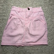 Vintage USA-made OshKosh B'gosh pink railroad stripe V-yoke skirt size 5