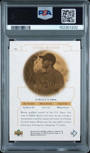 TIGER WOODS (RC) - 2 card lot - PSA 7 - 2001 Upper Deck Golf #1, #151 view 5