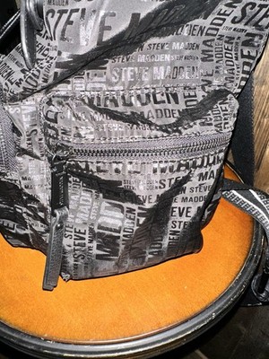 Steve madden black faux leather all over logo square backpack rucksack bag Steve Madden | Bags | Steve Madden Logo Backpack Purse Black  main image 3
