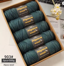 Alpaka Wolle Alpaca 5 x 100g 500g NS 4-5mm Strickgarn weich zum Stricken grün
