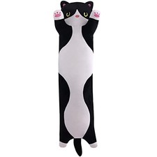 Cat Stuffed Animal Plush Pillow Cute Cat Body Pillow, Long 50cm/19.6inch Black