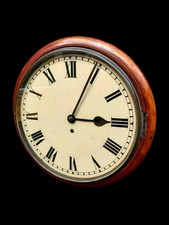 Antique Dial Wall Clock Wooden Victorian 19th Century Single Fusee