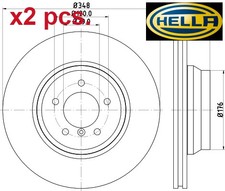 X2 PCS FRONT BRAKE DISC SET LEFT & RIGHT 8DD 355 129-781 HELLA I