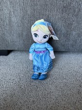 Disney Store Frozen Elsa Plush Doll Young Elsa Blue Dress 14 Inch Plushie NWT