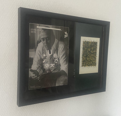 GÜNTHER UECKER  Katalog Print 2015 & Kunstpostkarte 1990, RAHMEN, SIGNIERT