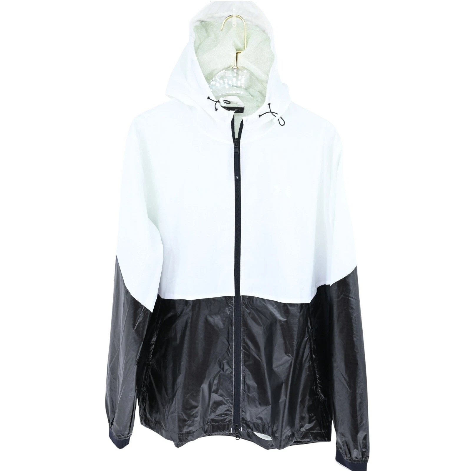 Under Armour Recover Celliant Windbreaker Jacket White Black Mens Large Hooded
