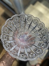 VINTAGE BOHEMIAN CZECH QUEEN LACE CUT CRYSTAL OPEN BOWL 8.5"