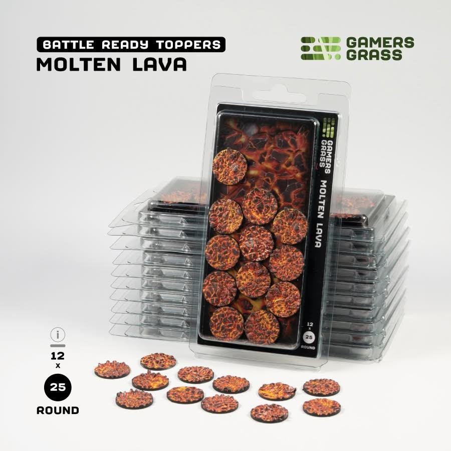 Gamers Grass Battle Ready Toppers Molten Lava - Round 25mm (x12) Model Basing