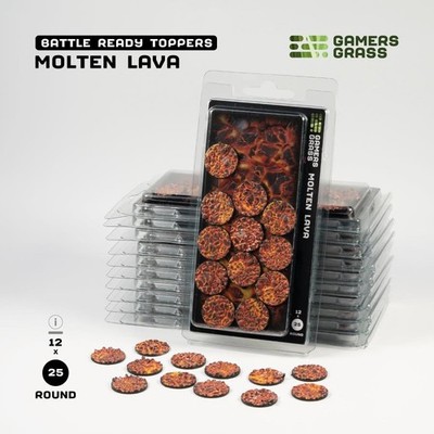 Gamers Grass Battle Ready Toppers Molten Lava - Round 25mm (x12) Model Basing