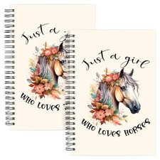 Horse Gifts for Girls Women 2 PCS A5 Spiral Notebook Just 2 Spiral-loves Horses