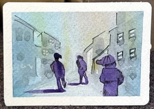 Aceo Original Watercolor  Painting  “W alking in Memphis"  David B  Bailey 0193