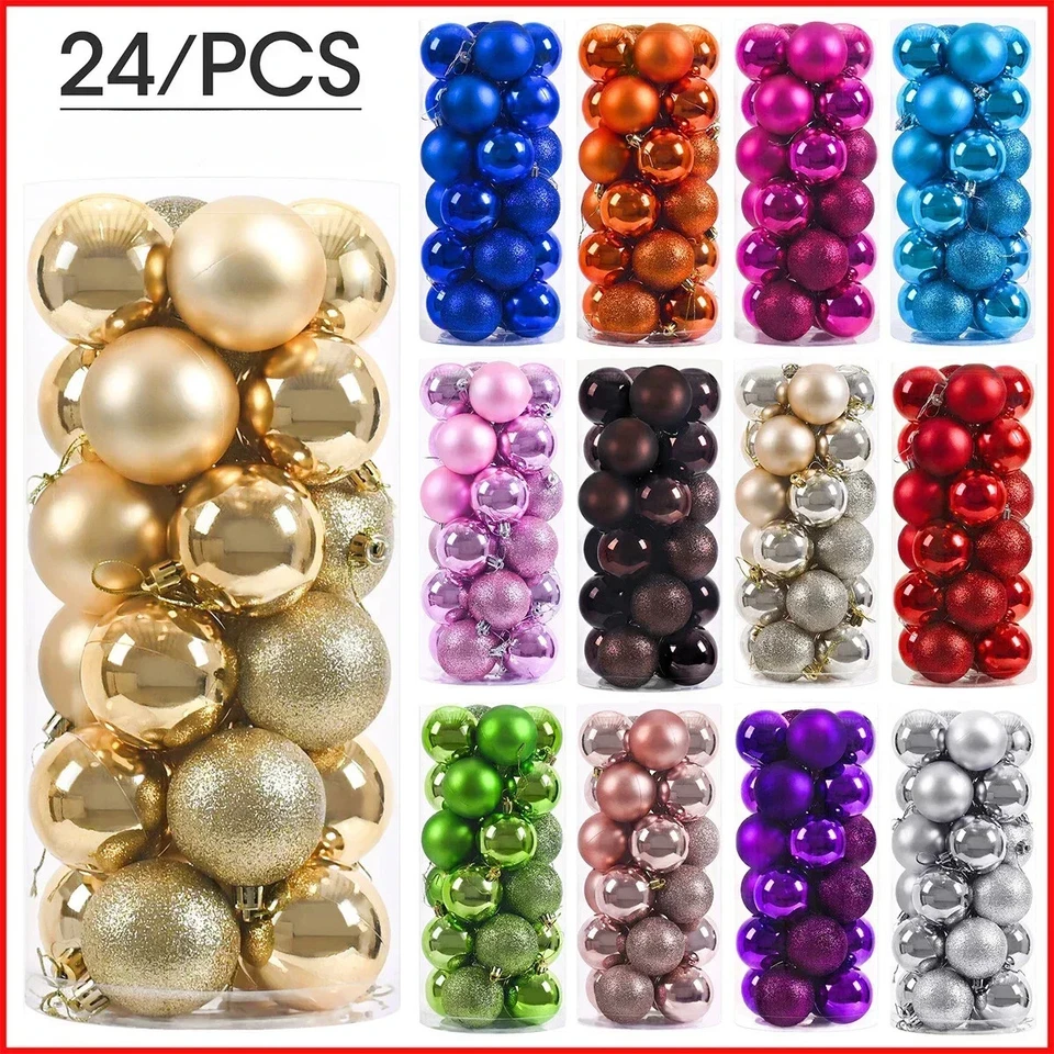 24Pcs 6Cm Christmas Tree Balls Big Christmas Ball Multicolor Ball Decorations Ch - Image 2 of 4