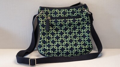 Talbots Nautical Rope Quilted Cotton Crossbody Bag Green and Blue